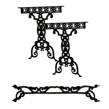 Imagem de Kit Par Pé De Mesa E Trava Vila Rica Em Ferro Fundido N02