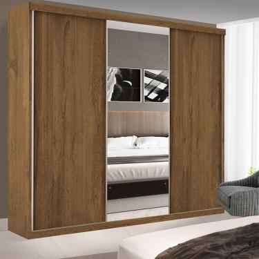 Imagem de Guarda Roupa Casal 3 Portas De Correr E 3 Espelhos Evidence Minastex Freijó