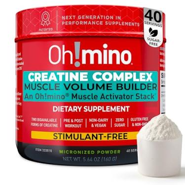 Imagem de Oh!mino Complexo de creatina para crescimento muscular. Creatina monohidratada micronizada e cloridrato de creatina com adaptógenos. Creatina perfeita para mulheres e homens. Limão-limão refrescante
