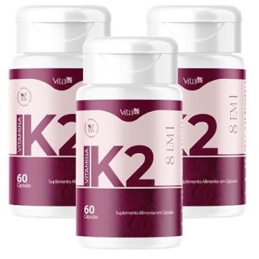 Imagem de 03 Frascos Vita K2 – Colágeno Vitamina K2 | Saúde da Pele | Antienvelhecimento Facial | Anti-Rugas