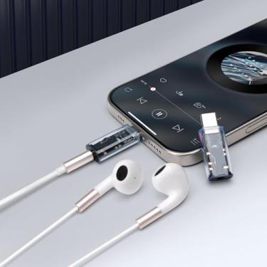 Imagem de Adaptador de fone de ouvido USB-C para áudio de 3,5 mm (pacote com 2) DAC Hip Digital Decoding suporta reprodução de música, chamadas telefônicas, token USB e controle remoto com fio - azul