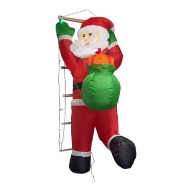 Imagem de CarpNettore Decorações de Natal Infláveis: Papai Noel Escalando com Sacola de Presentes - Decoração Inflável para Jardim.