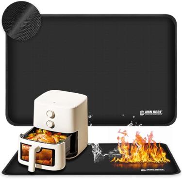 Imagem de Tapete resistente ao calor de 23,5 x 15 cm para fritadeira a ar, tapete de silicone à prova de fogo para bancada de cozinha, antiderrapante e impermeável, protetor de bancada