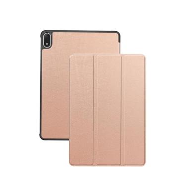 Imagem de Capa para tablet OnePlus Pad 3 de 13,2 polegadas, capa protetora de couro PU com suporte de três dobras para tablets OnePlus Pad3, resistente a arranhões, despertar/hibernar automaticamente (ouro rosa