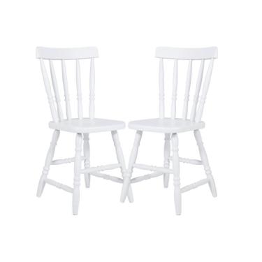 Imagem de Kit Cadeira Ditália Madeira Maciça Eucalipto 2 Unidades Branco