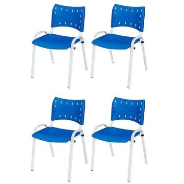 Imagem de Cadeira Iso Base Branco , Escritório Azul - Kit 4 Un