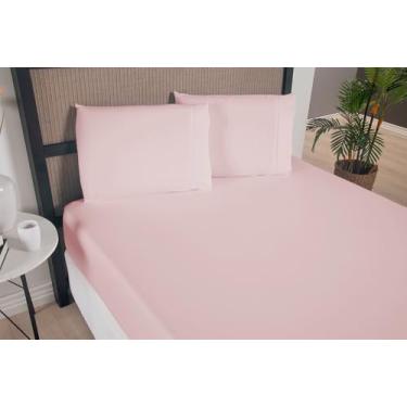 Imagem de Jogo De Lençol Liso Cama Box Queen 3 Peças Ponto Palito Micropercal 300 Fios Toque Macio Versatile Simples (Cinza)