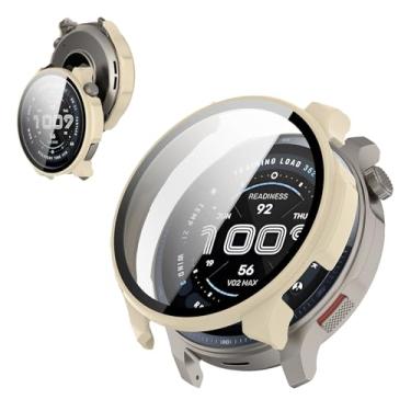 Imagem de KONXISA Capa para Amazfit Balance 2, filme de vidro temperado 9H, capa rígida de policarbonato, leve, antiarranhões e anti-queda para proteção e flim integrada, branca