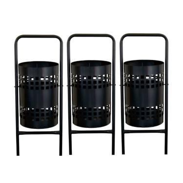 Imagem de Kit 3 Lixeiras Pátios Parques Calçada Rua Redonda Tela 113cm