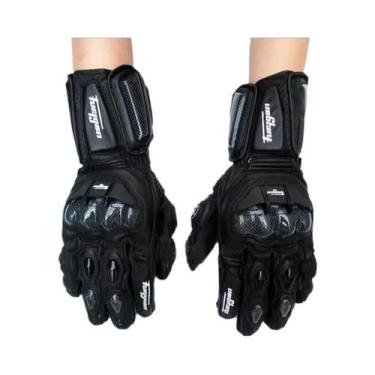 Imagem de Luvas De Motocicleta Masculinas Em Couro Legítimo Com Fibra De Carbono