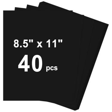 Imagem de Cartolina de 40 folhas, 8,5 x 11, cartolina preta de 29,5 kg, papel de construção, papel grosso para impressão, pintura, confecção de cartões, material escolar infantil, decorações de festa
