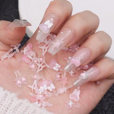 Imagem de Adesivo de decoração de unhas com arco doce amor encantador luz noturna acessórios para unhas patch DIY acessórios de ornamento de dedo
