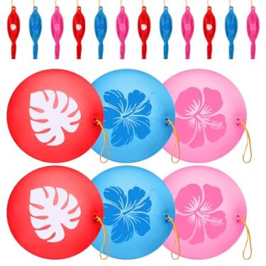 Imagem de Hollowfly 30 Pcs Punch Balloons Bulk for Party Game Favors 18 Inch Punching with Rubber Band Heavy Duty Latex Round Bouncy Fun Balloons for Birthday Party Supplies (Floral)