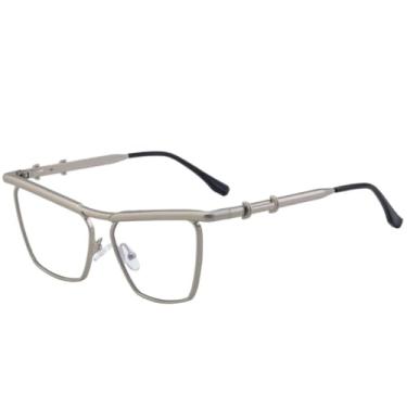 Imagem de Óculos de sol de metal estilo olho de gato, feminino, retrô, punk, masculino, para dirigir, para viagem, UV400 (prata transparente)