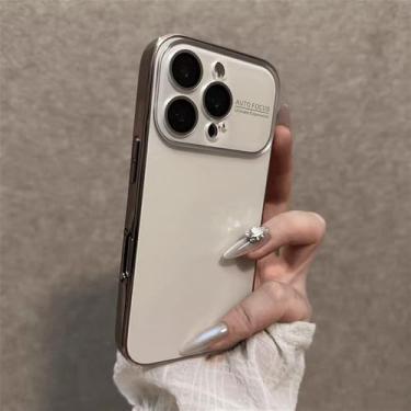 Imagem de Capa de telefone fosca ultrafina elegante para iPhone 16 15 14 vidro temperado grande janela dura capa de choque, 01, para iPhone Air