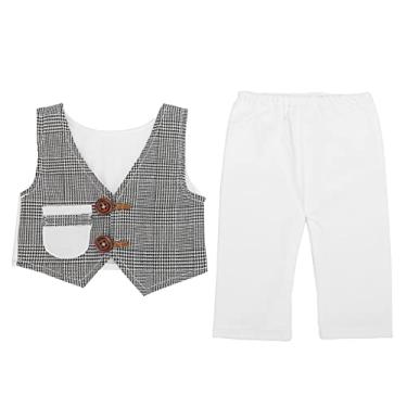 Imagem de CUOFYUNL Conjunto de roupas infantis com colete e shorts, adereços fotográficos para bebês recém-nascidos, presente infantil (Colete + shorts)