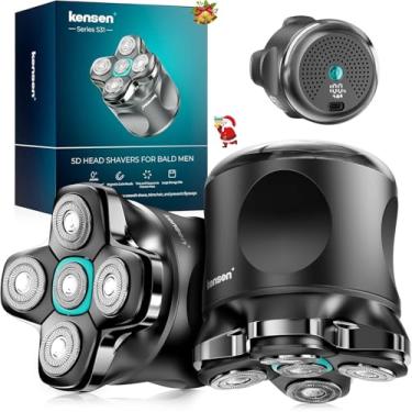 Imagem de Barbeadores de cabeça 5D para homens carecas - kensen 2025 atualizados com câmara de cabelo grande para homens, melhores barbeadores de cabeça para homens carecas, à prova d'água, USB-C recarregável