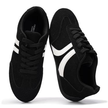 Imagem de Project Cloud Tênis feminino de bailarina – Confortável cadarço com espuma viscoelástica – Calçado feminino leve de couro vegano – Tênis feminino moderno para o dia todo para 2025 (objetivo), Preto