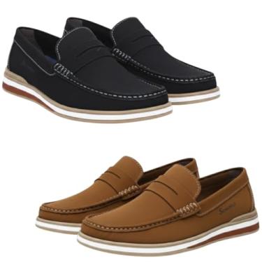 Imagem de Kit 2 Pares Sapato Masculino Casual Dockside Elegance Couro Legítimo Blaqueado (Preto e Rato, BR, Adulto, Numérico, 41)
