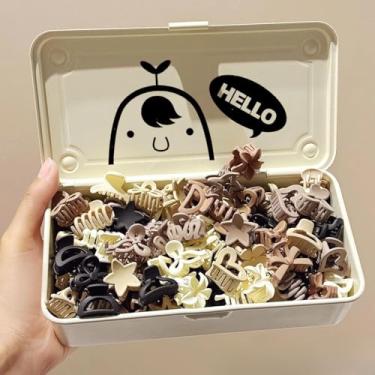 Imagem de Conjunto de grampos de cabelo em tom neutro, 30 peças de mini clipes de cabelo e grampos de garra em formato floral em tons de marrom bege, acessórios para estilo diário e presentes