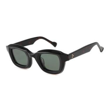 Imagem de JRLLFD Óculos de sol polarizados vintage para homens Uv400, armação de acetato grossa de luxo retrô fashion (C2 verde leopardo)