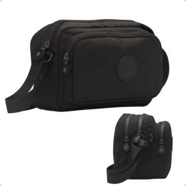 Imagem de Bolsa Transversal, Multi Compartimentos, Alça Ajustável, Compacta Casual, Ideao para Viagens, Resitente Agua. (Preto)