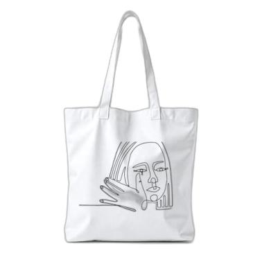 Imagem de Kit 10 Sacola Ecologica s Charmosas e Reutilizáveis 38x41.5cm Com Estampa de Rosto Feminino