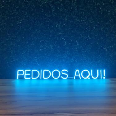 Imagem de Luminária Placa Painel Neon Led - Pedidos Aqui! 80 X 10cm A Escolher Bivolt (Azul Claro)