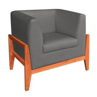 Imagem de Poltrona Lucy Linho Castanho Cinza A26