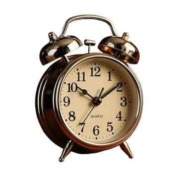 Imagem de Relógio De Mesa Despertador Retro Vintage Metal Analógico - Design Clássico para Quarto, Escritório e Sala com Alarme Fácil de Ajustar