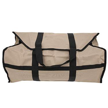 Imagem de KIMISS Saco de Transporte de Lenha de Tecido de Boi de Grande Capacidade - Sacola Elegante para Armazenamento Conveniente de Madeira e Carvão, Transportador de Toras Leve Com Design Protetor (Cáqui)