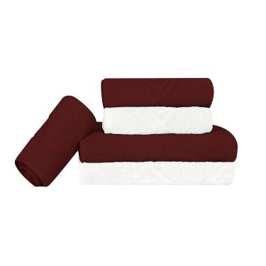 Imagem de Kit De Toalha Banho Rosto Tapete 5 Peças Malbec E Branca Max Sonhare Ouro - Sultan