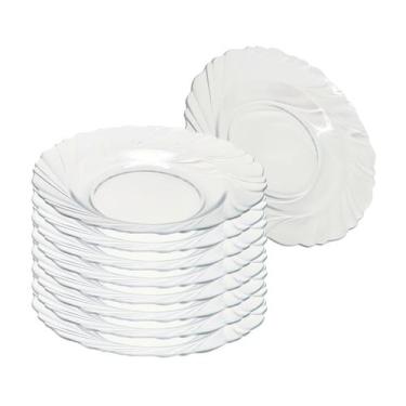 Imagem de Jogo 12 Pratos Fundos De Vidro Transparente Seychelle 22cm - CLICK HOU