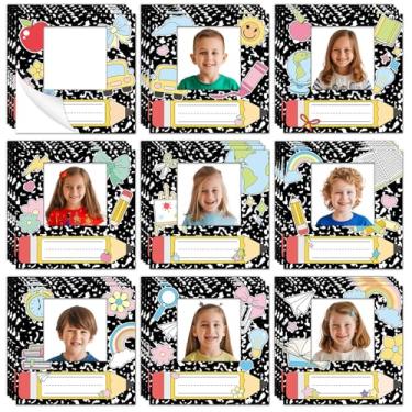 Imagem de 36 etiquetas de nome para composição de armário decoração de sala de aula etiquetas de nome de mesa escolar 15 x 18 cm placas de identificação adesivas 4 estilos placas de identificação de composição