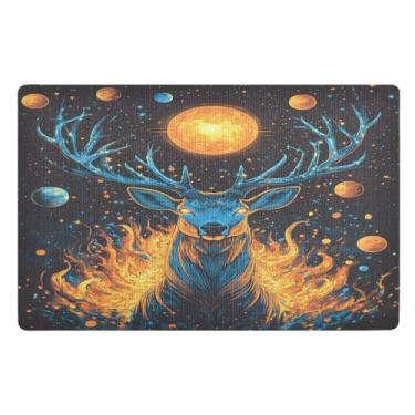 Imagem de Joisal Tapete de entrada laranja brilhante fogo cervo absorvente tapete de boas-vindas ao ar livre, tapete de porta da frente 81,3 cm x 50,8 cm