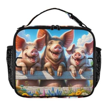 Imagem de Lancheira fofa de porco para mulheres, meninas, lancheira masculina e infantil, lancheira para trabalho, bolsa térmica para meninos