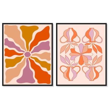 Imagem de Parisian Pink Haven Impressão em tela Sala de Estar Conjunto de 2 Arte de Parede por Art Remedy, Moldura Preta, 20 x 24