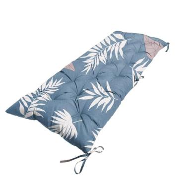 Imagem de TESICA Almofada de banco de 101 x 50 cm para ambientes internos e externos, à prova d'água, almofadas para móveis de pátio, sofá, sofá de jardim, estampadas, azul, cinza