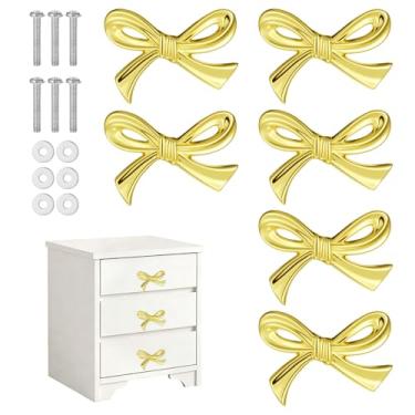 Imagem de Hpmjz 6 puxadores de gaveta de laço, puxadores decorativos de porta de móveis, puxadores de cômoda vintage, ferragens de laço dourado para casa, quarto, cozinha, armário, armário, guarda-roupa
