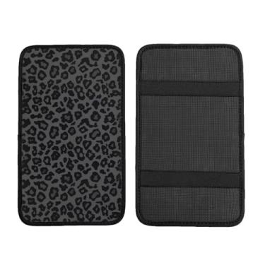 Imagem de MAGIFUN Capa de console central de carro com estampa de leopardo preto almofada de apoio de braço protetor de veículo protetor de veículo acessórios interiores de carro capa de descanso de braço para