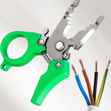 Imagem de 1 descascador de fios multifuncional, com um mini design para facilitar a portabilidade, integra funções como decapagem, divisão, prensagem e corte