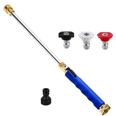 Imagem de Bico de jato de mangueira de alta pressão, ferramentas de lavadora de alta pressão Hydro Jet com 3 bocais diferentes, varinha de alta pressão 3 em 1, conectores rápidos de mangueira para lavagem de