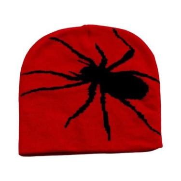 Imagem de Gorro De Inverno Unissex Em Tricô Com Estampa De Teia De Aranha, Quent
