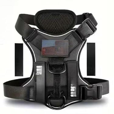 Imagem de Peitoral Ajustável Refletivo para Cachorro Porte Médio e Grande, Colete Reforçado Confortável com Regulagem e Segurança(Preto,GG (XL))