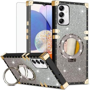 Imagem de Asuwish Capa de celular para Samsung Galaxy A15 5G/4G capa magnética com protetor de tela de vidro temperado e espelho brilhante brilhante resistente à prova de choque anel rígido A 15 G5 15A mulheres
