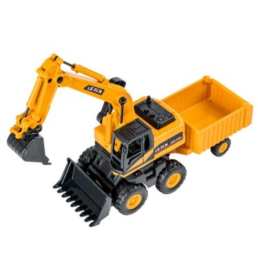 Imagem de Conjunto de brinquedos: escavadeira inercial e caminhão basculante para meninos, amarelo