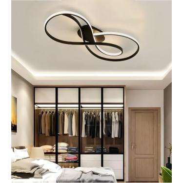 Imagem de Luminária de teto LED moderna em formato de arco, com intensidade de luz ajustável por controle remoto, temperatura de cor entre 3000K e 6000K, ideal para interiores, quartos, salas de estar