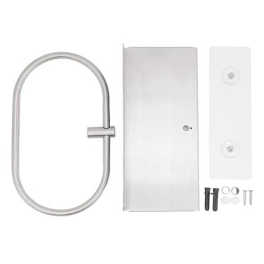 Imagem de SIWOTED Toalheiro de mão para banheiro, suporte de anel de toalha de aço inoxidável montado na parede, cabide oval prateado