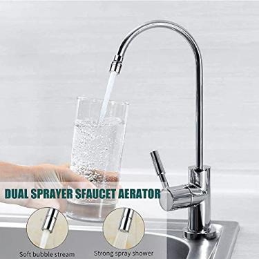 Imagem de Aerador de pia torneira Giratório 360 graus Duas pulverizadoras Peça reposição cobre economia água com conector G1 2 para banheiro e cozinha Bicos -ob