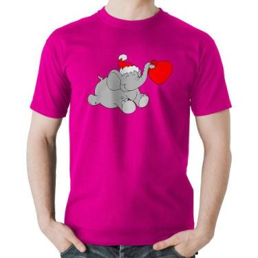 Imagem de Camiseta Algodão Elefante Noel - Foca na Moda, Rosa, GG